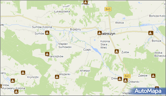 mapa Czajki gmina Kraśniczyn, Czajki gmina Kraśniczyn na mapie Targeo