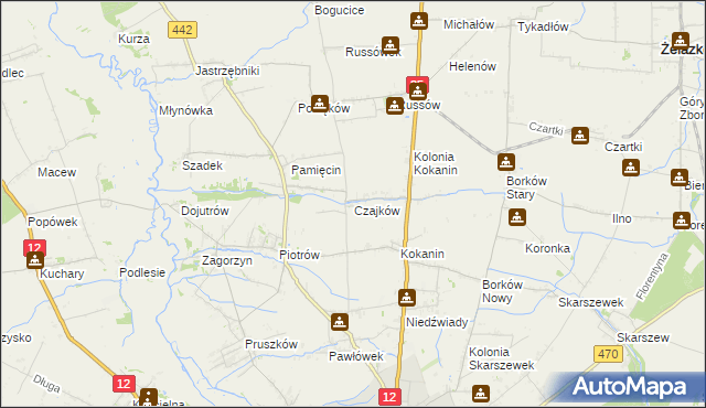 mapa Czajków gmina Blizanów, Czajków gmina Blizanów na mapie Targeo