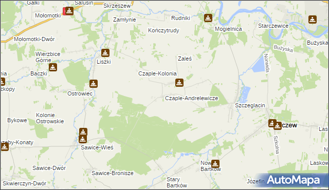 mapa Czaple-Andrelewicze, Czaple-Andrelewicze na mapie Targeo