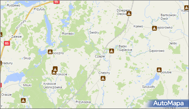 mapa Czaple gmina Ełk, Czaple gmina Ełk na mapie Targeo