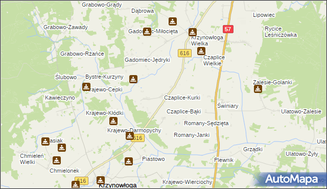 mapa Czaplice-Kurki, Czaplice-Kurki na mapie Targeo