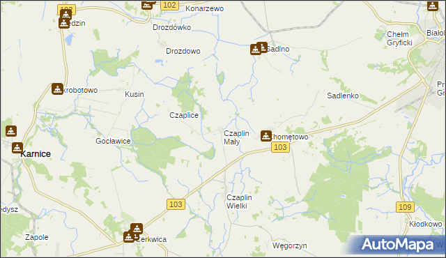 mapa Czaplin Mały, Czaplin Mały na mapie Targeo