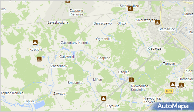 mapa Czaplino gmina Choroszcz, Czaplino gmina Choroszcz na mapie Targeo