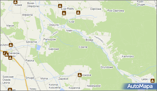mapa Czarne gmina Ciasna, Czarne gmina Ciasna na mapie Targeo