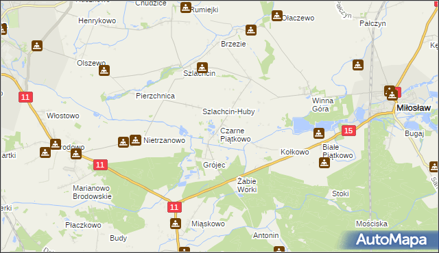 mapa Czarne Piątkowo, Czarne Piątkowo na mapie Targeo