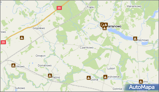mapa Czarnkowo gmina Marianowo, Czarnkowo gmina Marianowo na mapie Targeo
