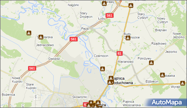 mapa Czarnocin gmina Piątnica, Czarnocin gmina Piątnica na mapie Targeo