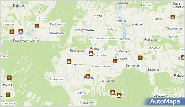 mapa Czarnolas gmina Ciepielów, Czarnolas gmina Ciepielów na mapie Targeo