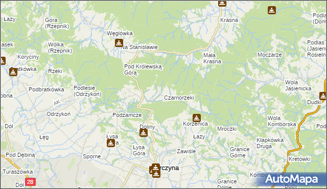 mapa Czarnorzeki, Czarnorzeki na mapie Targeo