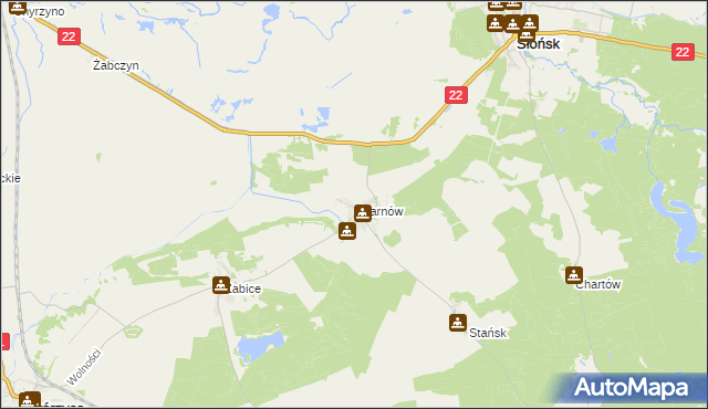 mapa Czarnów gmina Górzyca, Czarnów gmina Górzyca na mapie Targeo