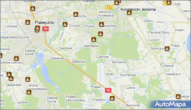 mapa Czarnów gmina Konstancin-Jeziorna, Czarnów gmina Konstancin-Jeziorna na mapie Targeo