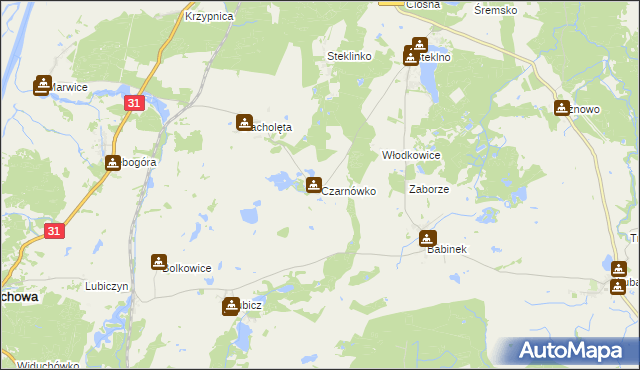 mapa Czarnówko gmina Widuchowa, Czarnówko gmina Widuchowa na mapie Targeo