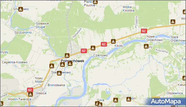 mapa Czarnowo gmina Pomiechówek, Czarnowo gmina Pomiechówek na mapie Targeo