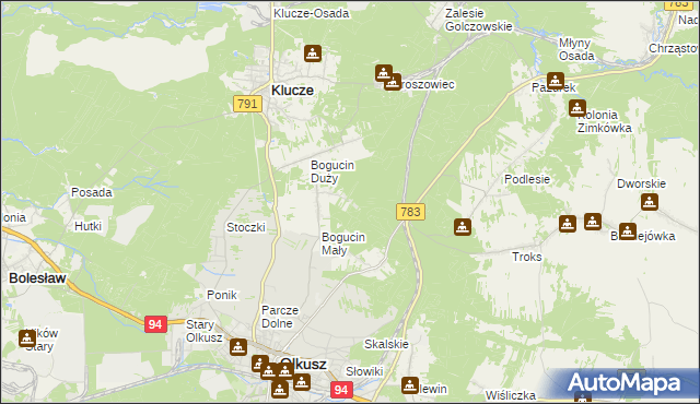 mapa Czarny Las gmina Olkusz, Czarny Las gmina Olkusz na mapie Targeo