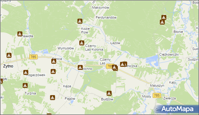 mapa Czarny Las gmina Żytno, Czarny Las gmina Żytno na mapie Targeo