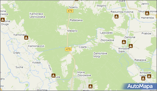 mapa Czartki gmina Sieradz, Czartki gmina Sieradz na mapie Targeo