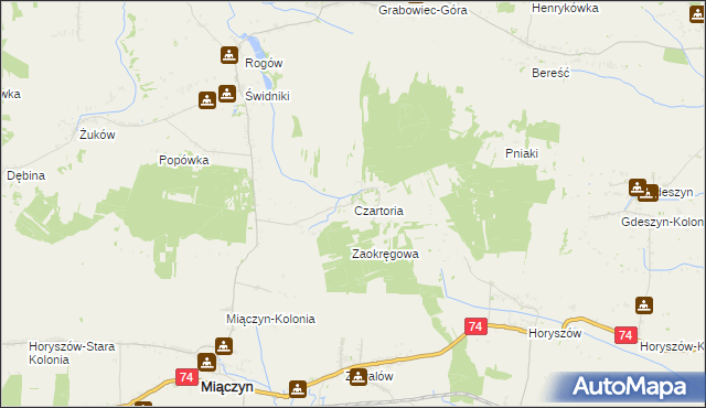 mapa Czartoria gmina Miączyn, Czartoria gmina Miączyn na mapie Targeo