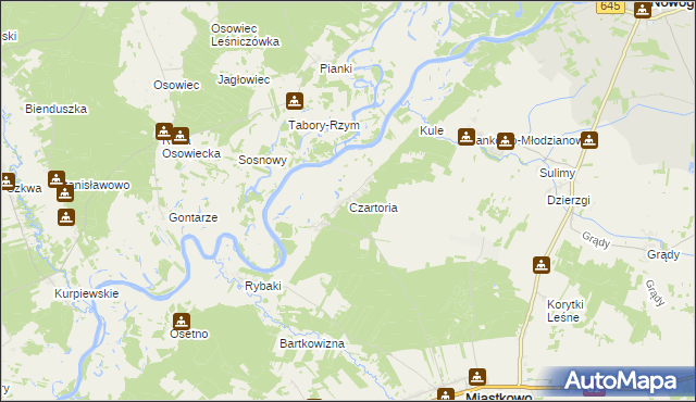 mapa Czartoria gmina Miastkowo, Czartoria gmina Miastkowo na mapie Targeo