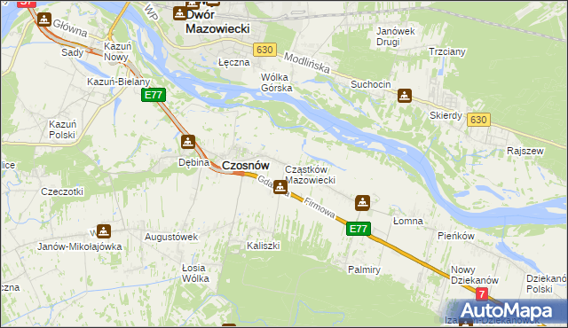 mapa Cząstków Mazowiecki, Cząstków Mazowiecki na mapie Targeo