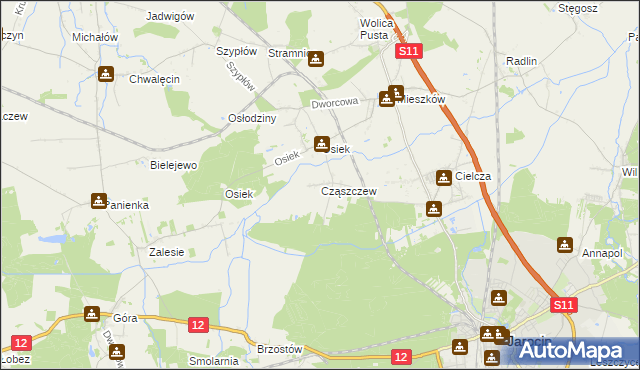 mapa Cząszczew, Cząszczew na mapie Targeo