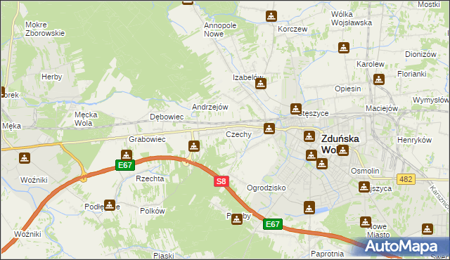 mapa Czechy gmina Zduńska Wola, Czechy gmina Zduńska Wola na mapie Targeo