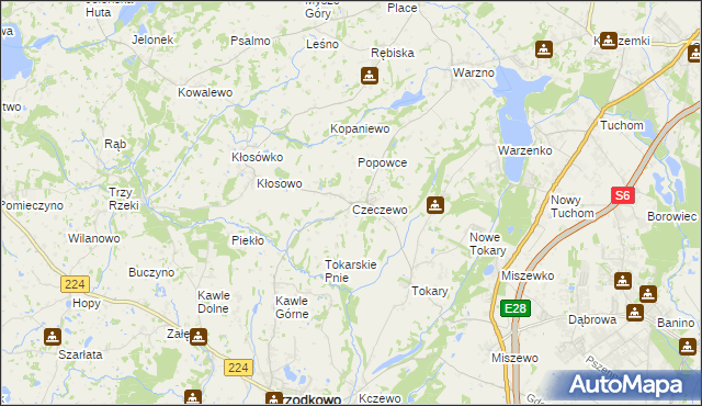 mapa Czeczewo gmina Przodkowo, Czeczewo gmina Przodkowo na mapie Targeo