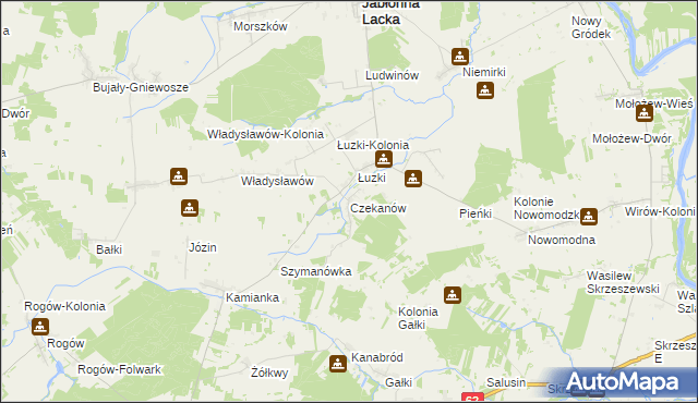 mapa Czekanów gmina Jabłonna Lacka, Czekanów gmina Jabłonna Lacka na mapie Targeo