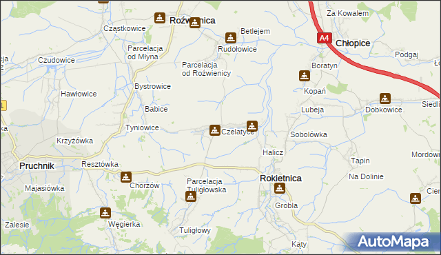 mapa Czelatyce, Czelatyce na mapie Targeo