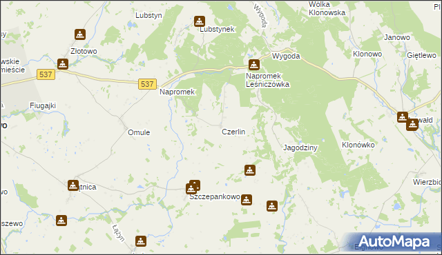 mapa Czerlin gmina Lubawa, Czerlin gmina Lubawa na mapie Targeo