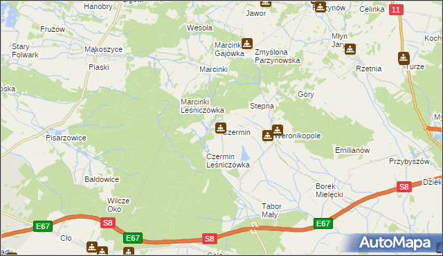 mapa Czermin gmina Bralin, Czermin gmina Bralin na mapie Targeo