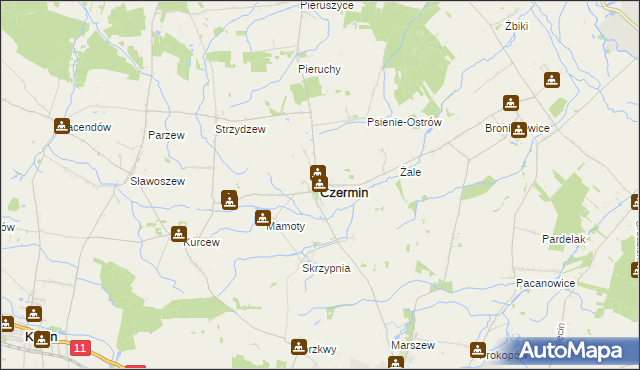 mapa Czermin powiat pleszewski, Czermin powiat pleszewski na mapie Targeo