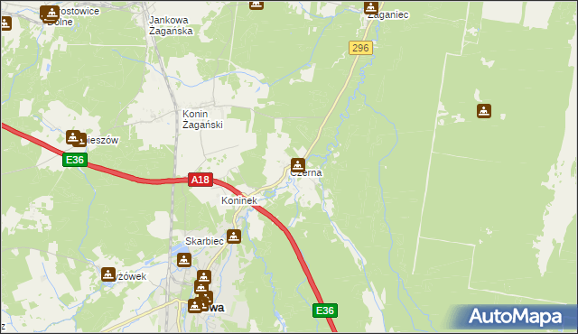 mapa Czerna gmina Iłowa, Czerna gmina Iłowa na mapie Targeo