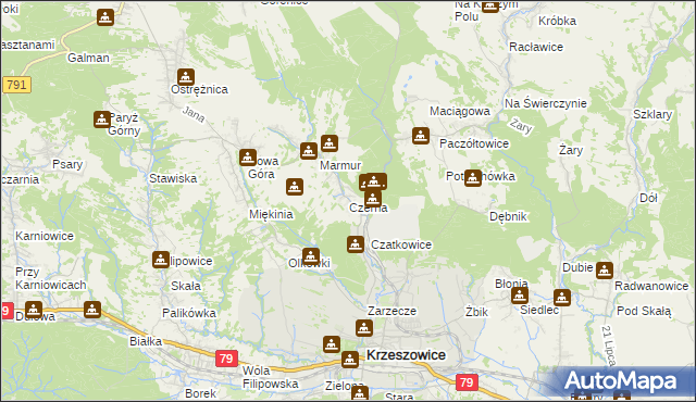 mapa Czerna gmina Krzeszowice, Czerna gmina Krzeszowice na mapie Targeo