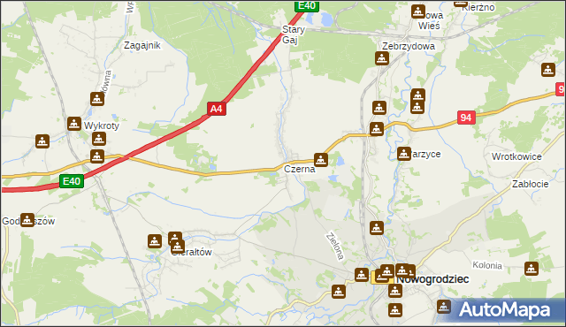 mapa Czerna gmina Nowogrodziec, Czerna gmina Nowogrodziec na mapie Targeo