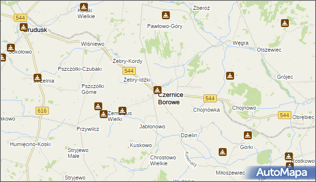 mapa Czernice Borowe, Czernice Borowe na mapie Targeo