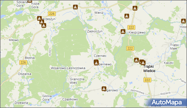 mapa Czerniec gmina Trąbki Wielkie, Czerniec gmina Trąbki Wielkie na mapie Targeo