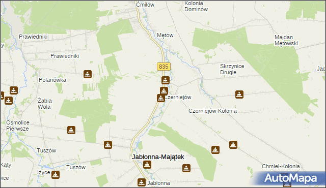 mapa Czerniejów gmina Jabłonna, Czerniejów gmina Jabłonna na mapie Targeo