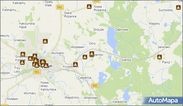 mapa Czerniki gmina Kętrzyn, Czerniki gmina Kętrzyn na mapie Targeo