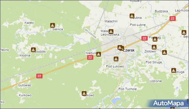 mapa Czersk powiat chojnicki, Czersk powiat chojnicki na mapie Targeo