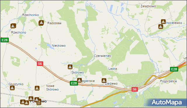mapa Czerwieniec gmina Potęgowo, Czerwieniec gmina Potęgowo na mapie Targeo