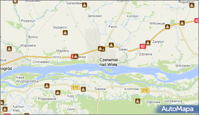 mapa Czerwińsk nad Wisłą, Czerwińsk nad Wisłą na mapie Targeo