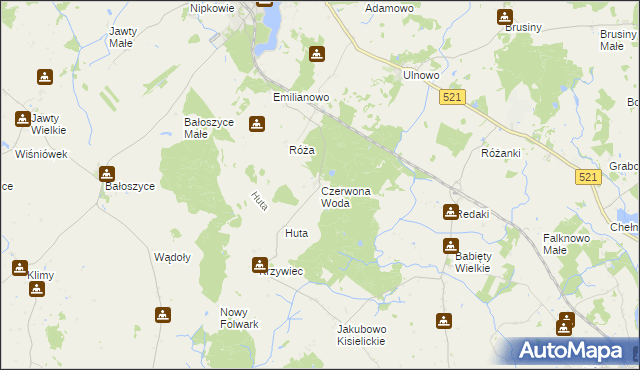 mapa Czerwona Woda gmina Susz, Czerwona Woda gmina Susz na mapie Targeo