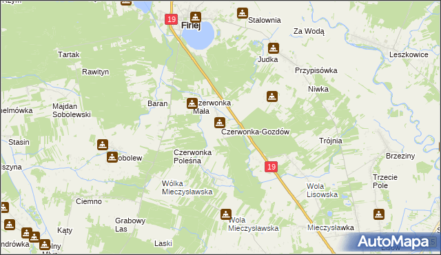 mapa Czerwonka-Gozdów, Czerwonka-Gozdów na mapie Targeo