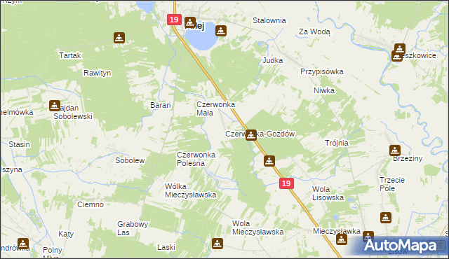 mapa Czerwonka-Gozdów, Czerwonka-Gozdów na mapie Targeo