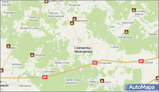 mapa Czerwonka Szlachecka, Czerwonka Szlachecka na mapie Targeo