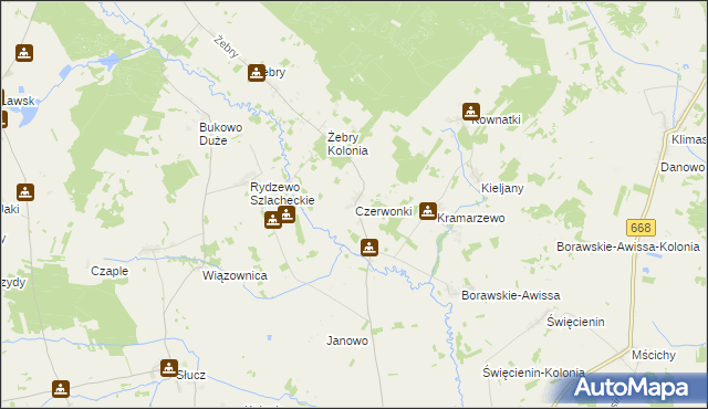 mapa Czerwonki gmina Radziłów, Czerwonki gmina Radziłów na mapie Targeo