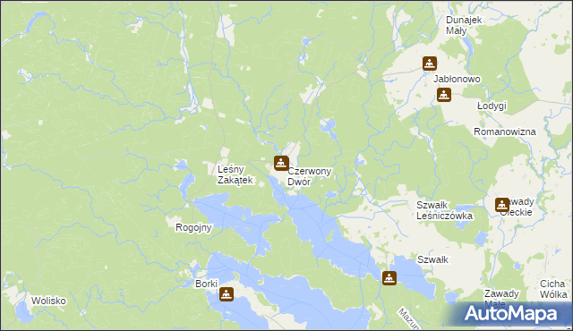 mapa Czerwony Dwór gmina Kowale Oleckie, Czerwony Dwór gmina Kowale Oleckie na mapie Targeo