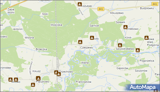 mapa Czeszewo gmina Miłosław, Czeszewo gmina Miłosław na mapie Targeo