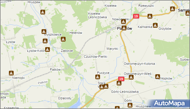 mapa Czuchów, Czuchów na mapie Targeo