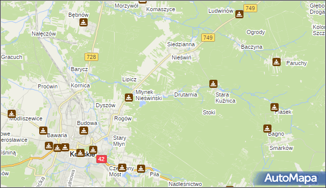 mapa Czysta gmina Końskie, Czysta gmina Końskie na mapie Targeo